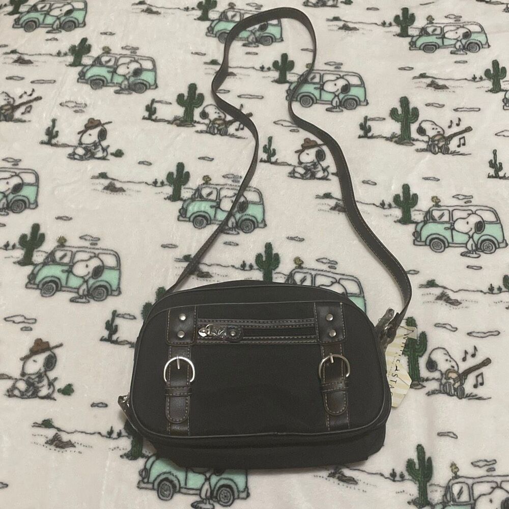 White stag black small messanger crossbody rectangular buckle bag new with tags